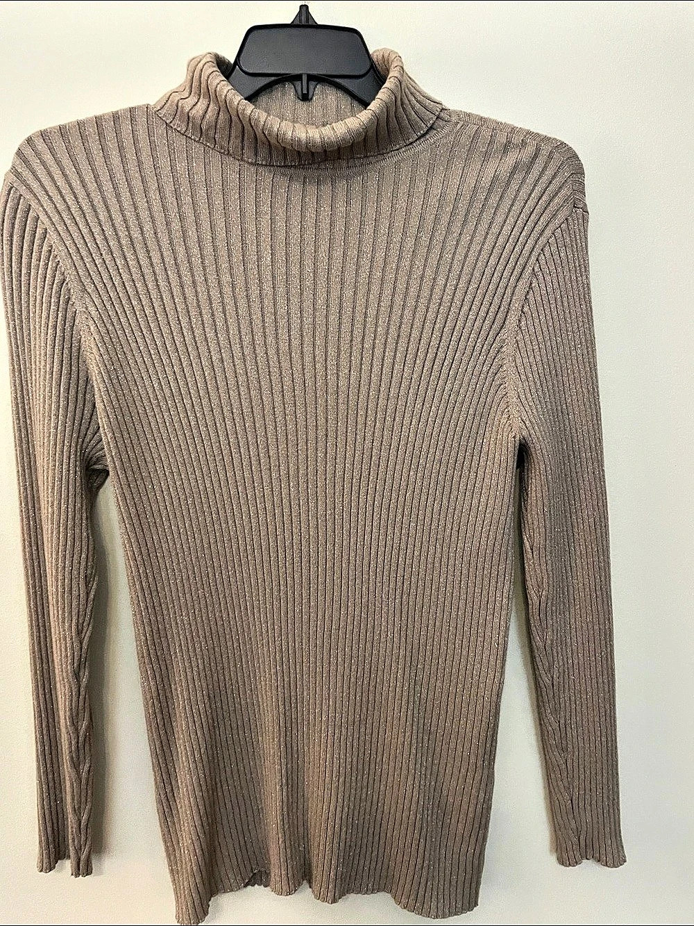 Chico's Metallic Turtleneck Pullover Sweater Brown size 3/XL